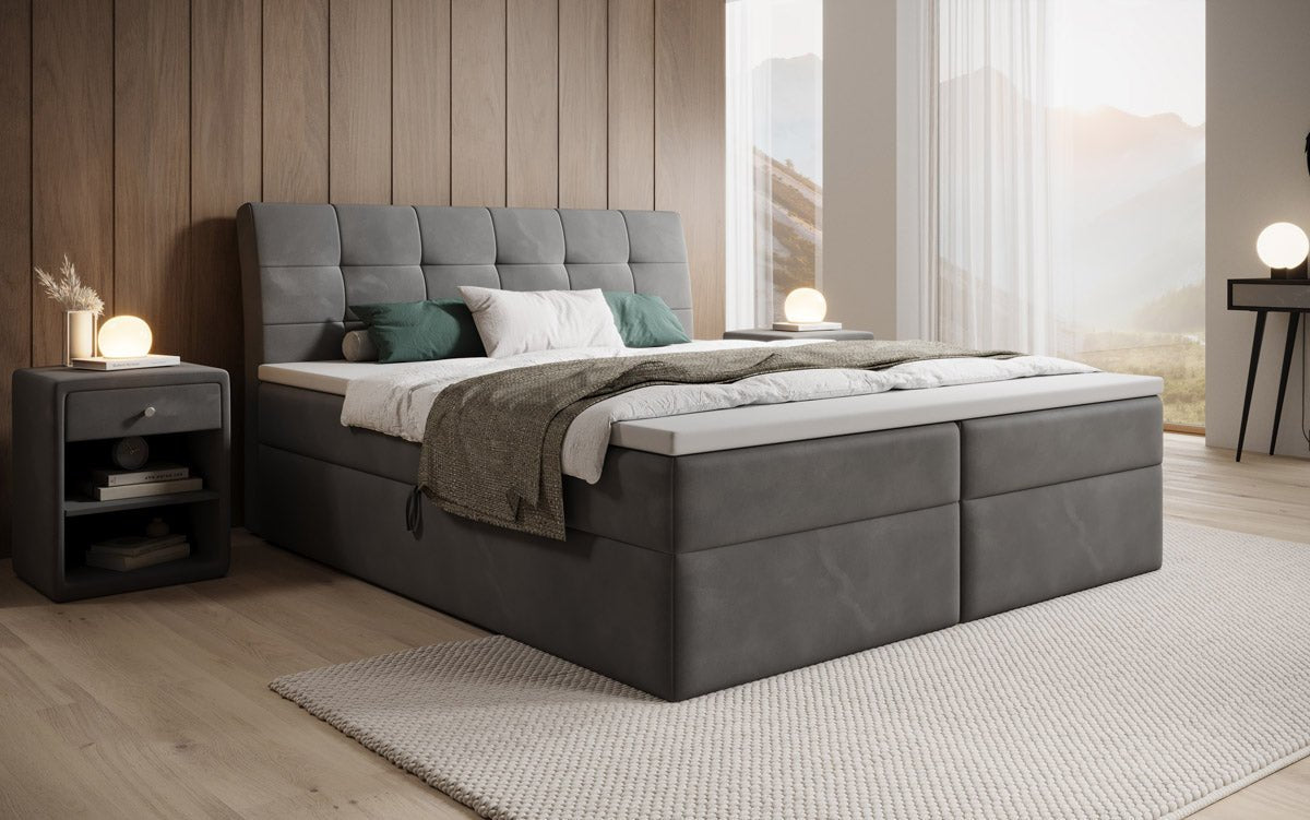 Luxuriöses Samt Boxspringbett Amalia: Ultimativer Schlafkomfort & Eleganz mit Stauraum
