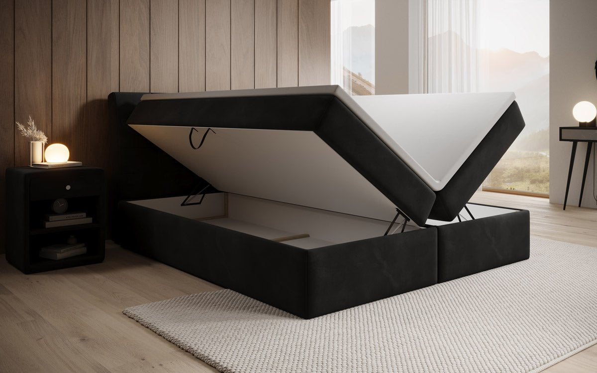 Luxuriöses Samt Boxspringbett Amalia: Ultimativer Schlafkomfort & Eleganz mit Stauraum
