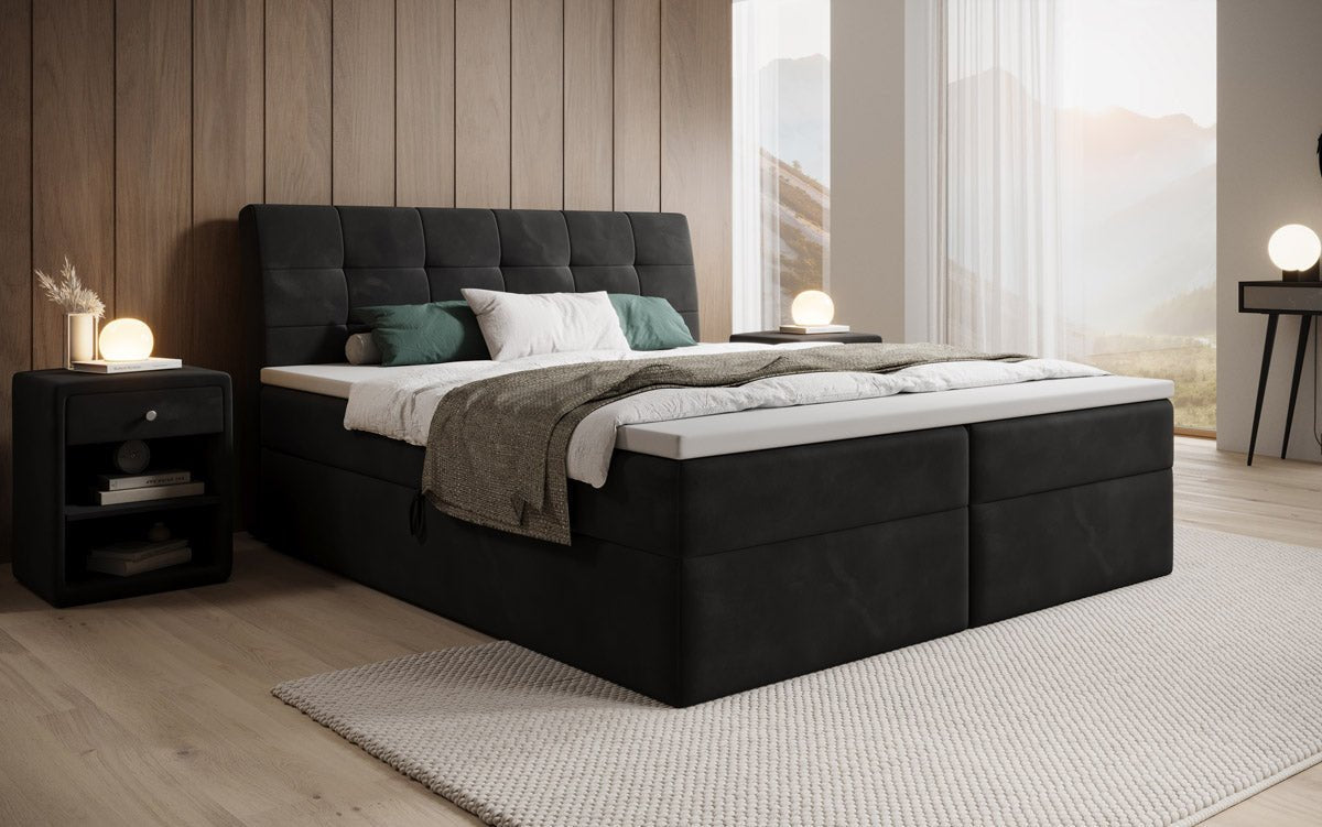 Luxuriöses Samt Boxspringbett Amalia: Ultimativer Schlafkomfort & Eleganz mit Stauraum