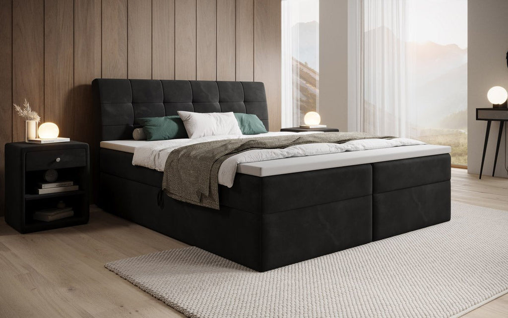 Luxuriöses Samt Boxspringbett Amalia: Ultimativer Schlafkomfort & Eleganz mit Stauraum