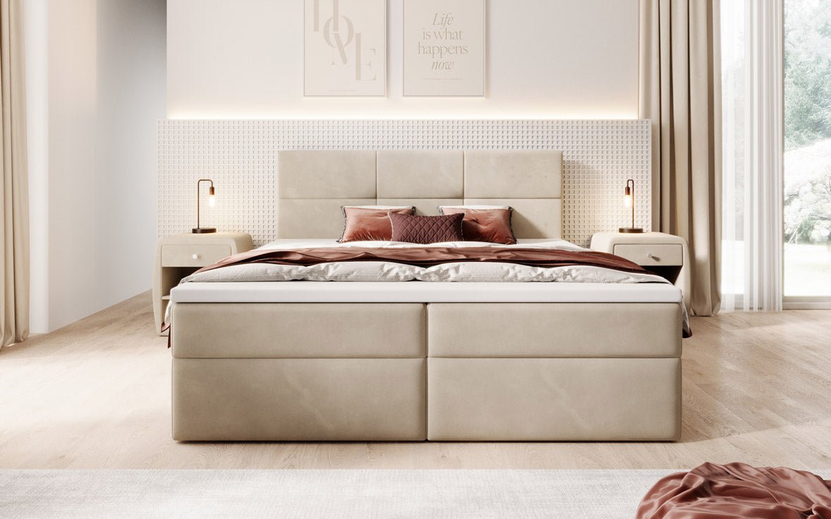 Luxuriöses Eleonora Samt Boxspringbett mit Geräumigem Stauraum und Komfort