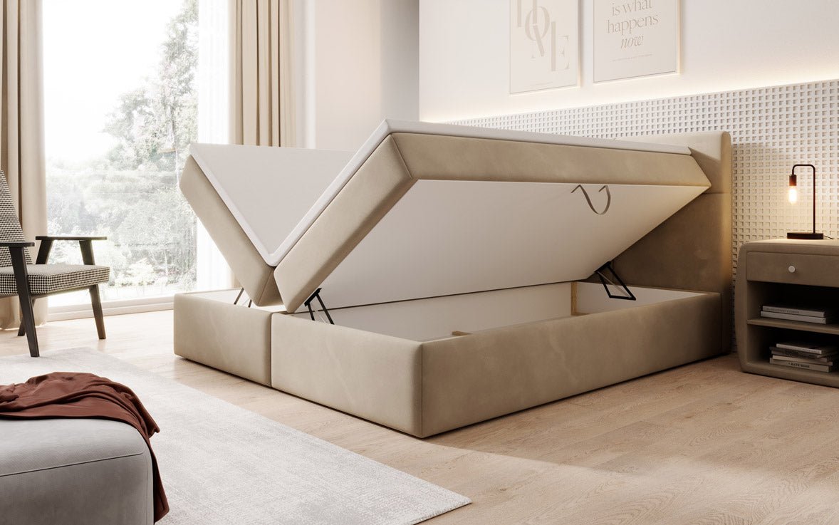 Luxuriöses Eleonora Samt Boxspringbett mit Geräumigem Stauraum und Komfort