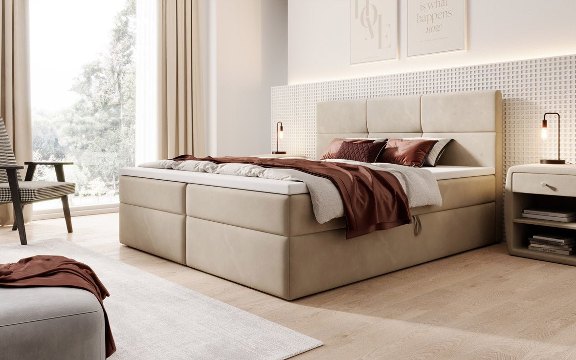 Luxuriöses Eleonora Samt Boxspringbett mit Geräumigem Stauraum und Komfort