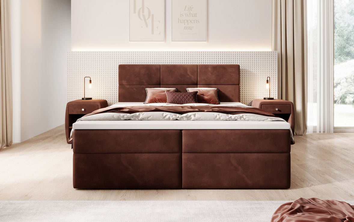 Luxuriöses Eleonora Samt Boxspringbett mit Geräumigem Stauraum und Komfort