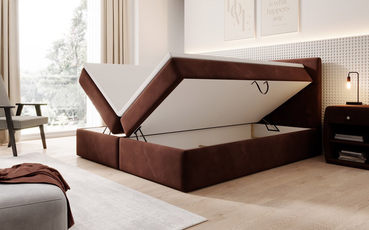 Luxuriöses Eleonora Samt Boxspringbett mit Geräumigem Stauraum und Komfort