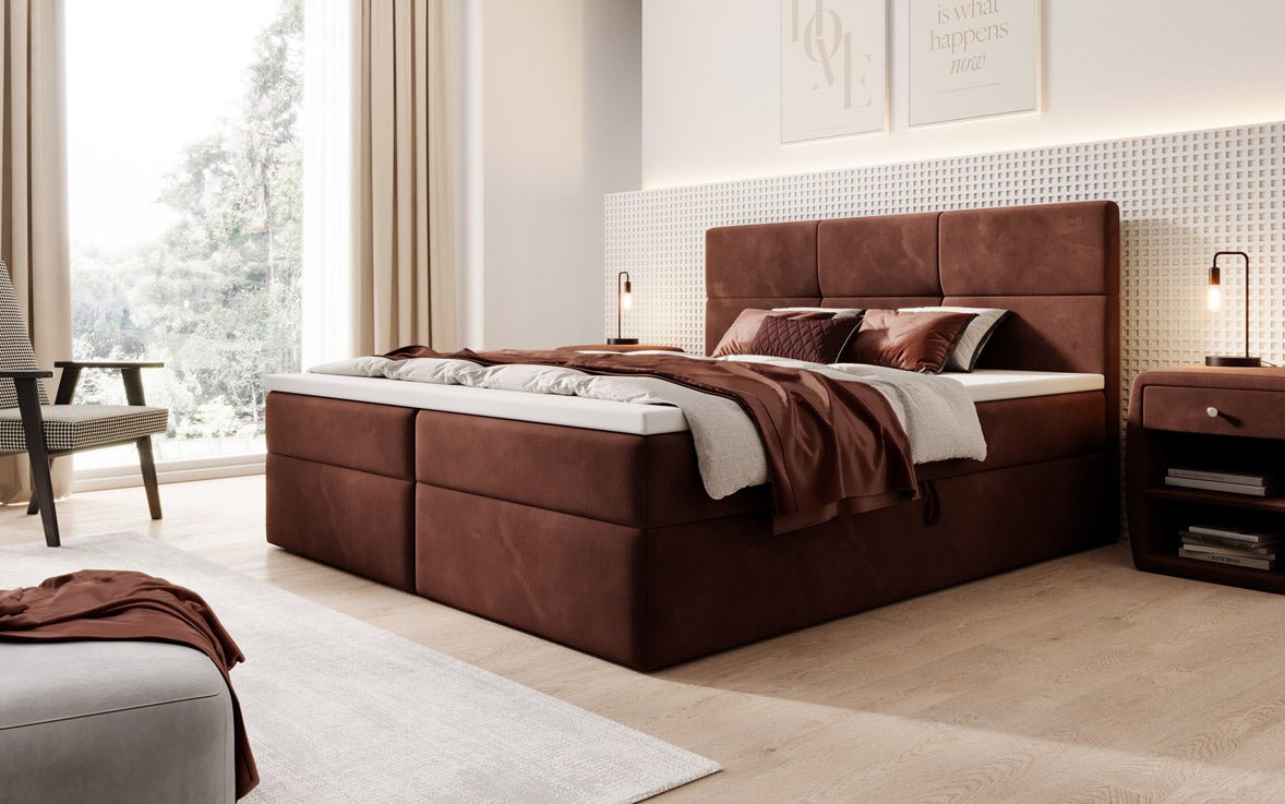 Luxuriöses Eleonora Samt Boxspringbett mit Geräumigem Stauraum und Komfort