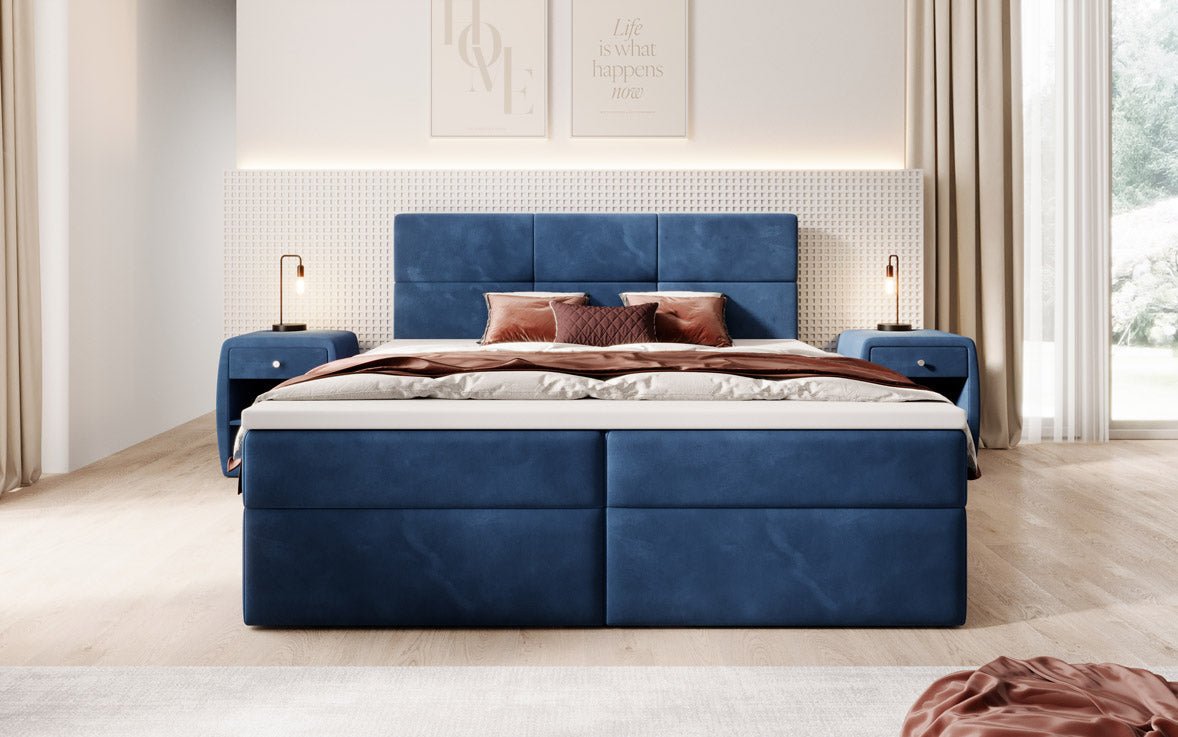 Luxuriöses Eleonora Samt Boxspringbett mit Geräumigem Stauraum und Komfort