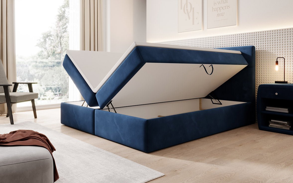 Luxuriöses Eleonora Samt Boxspringbett mit Geräumigem Stauraum und Komfort