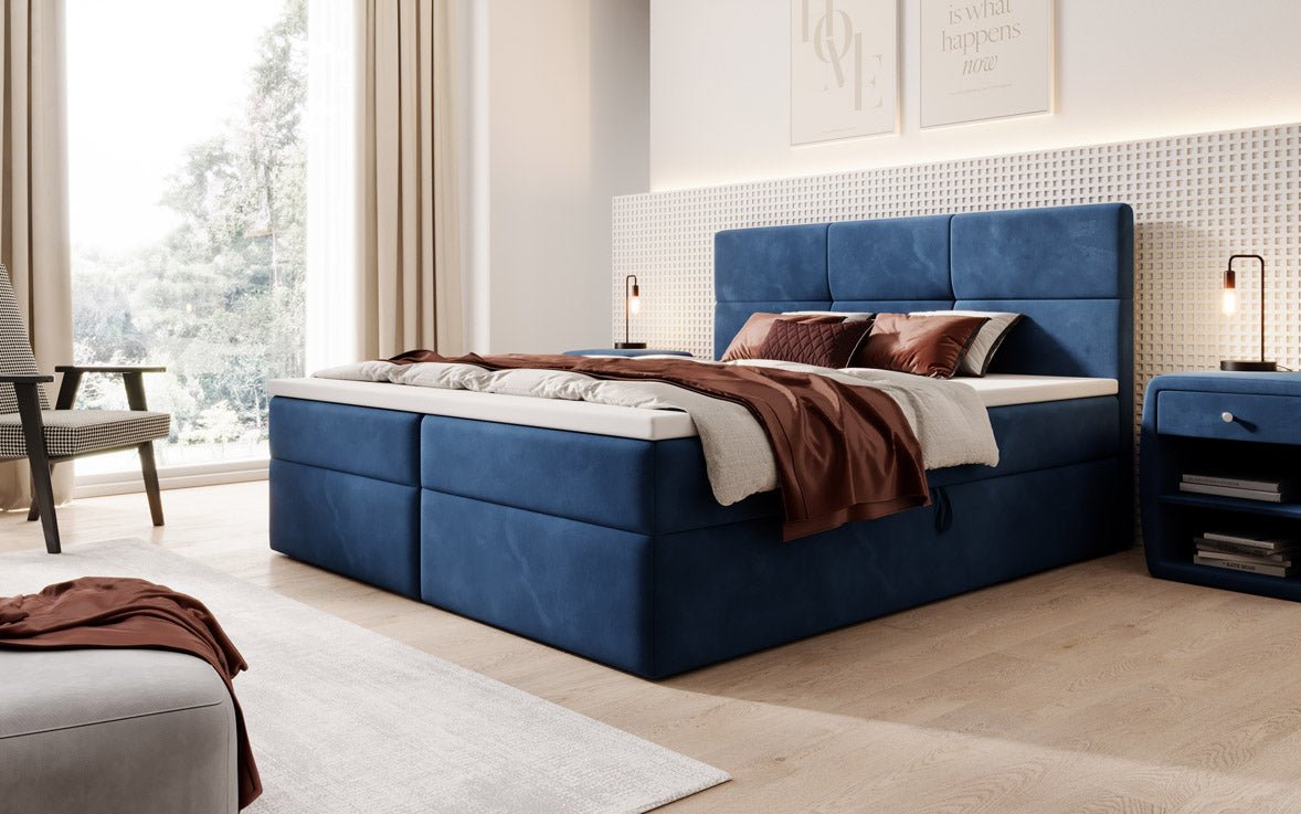 Luxuriöses Eleonora Samt Boxspringbett mit Geräumigem Stauraum und Komfort
