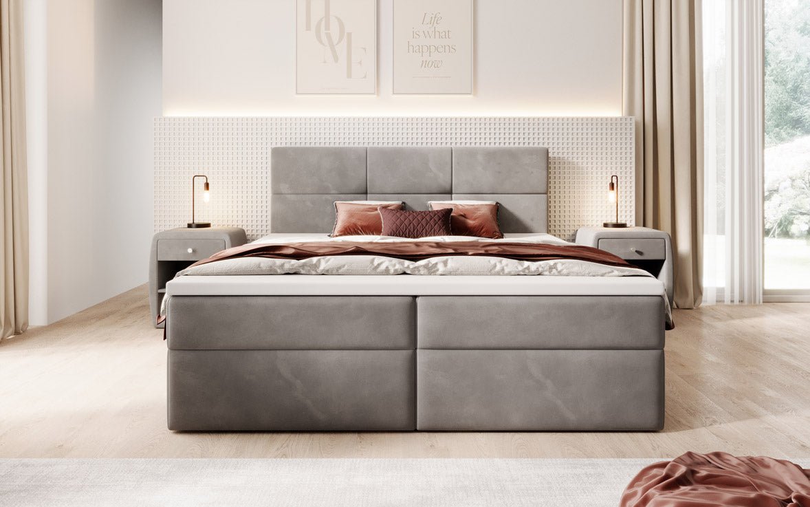 Luxuriöses Eleonora Samt Boxspringbett mit Geräumigem Stauraum und Komfort