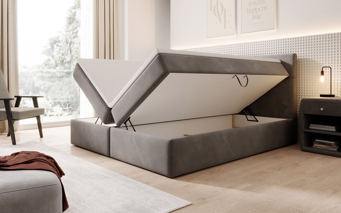 Luxuriöses Eleonora Samt Boxspringbett mit Geräumigem Stauraum und Komfort