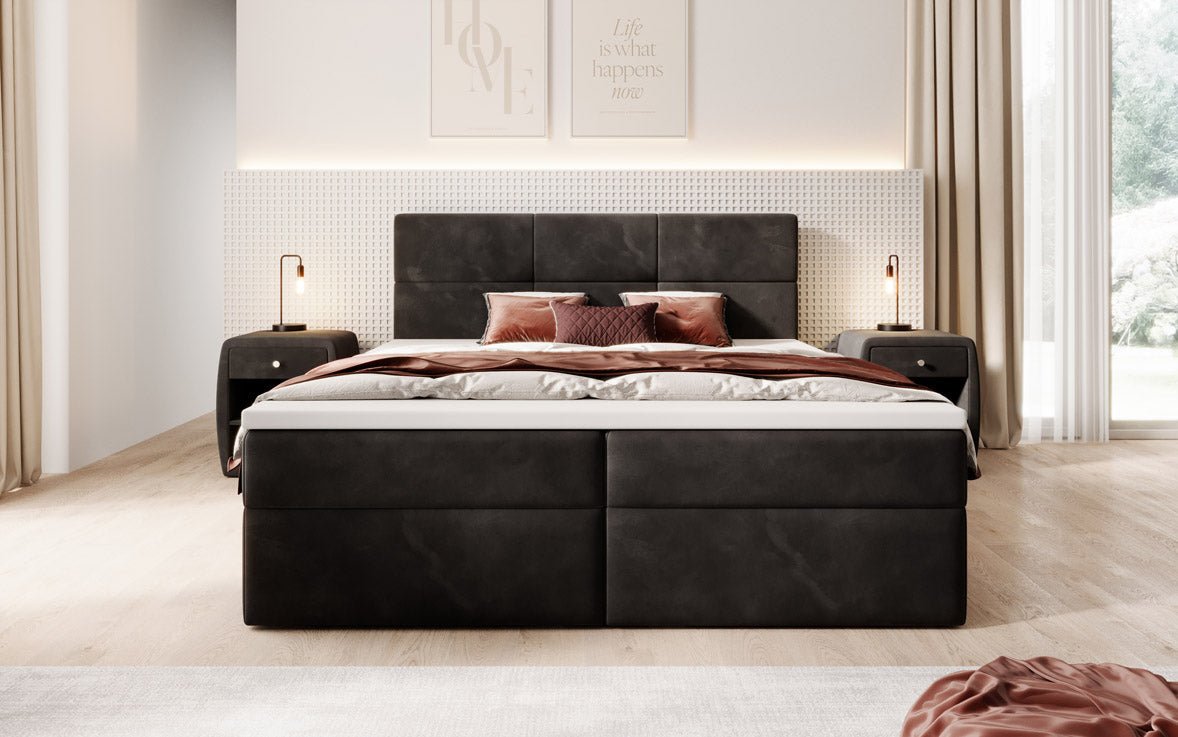 Luxuriöses Eleonora Samt Boxspringbett mit Geräumigem Stauraum und Komfort