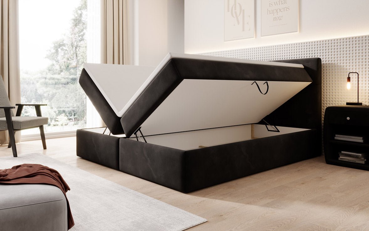 Luxuriöses Eleonora Samt Boxspringbett mit Geräumigem Stauraum und Komfort