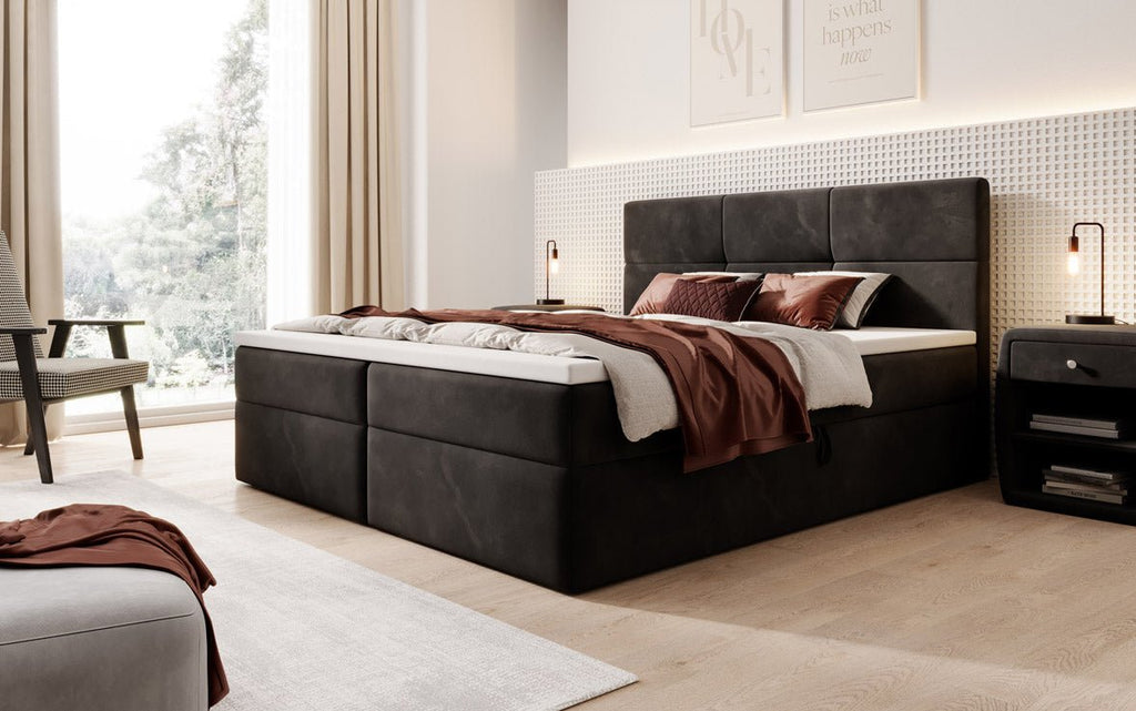Luxuriöses Eleonora Samt Boxspringbett mit Geräumigem Stauraum und Komfort