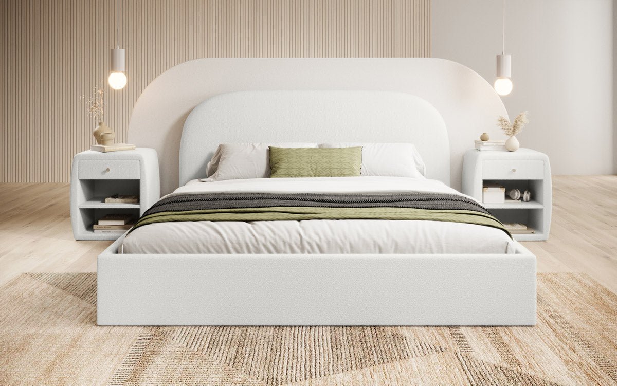 Lorelei Designer Bouclé Polsterbett mit Stauraumfunktion – Eleganz & Komfort für Ihr Schlafzimmer