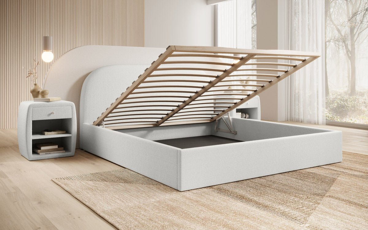 Lorelei Designer Bouclé Polsterbett mit Stauraumfunktion – Eleganz & Komfort für Ihr Schlafzimmer