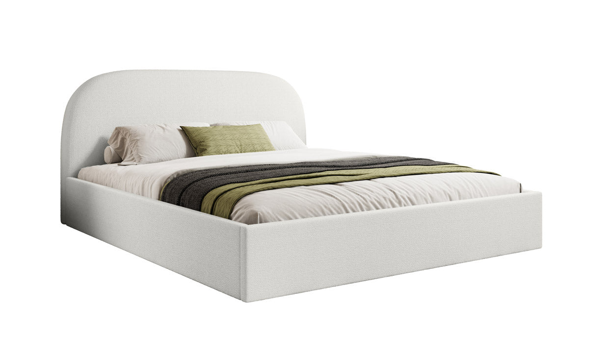 Luxuriöses Designer Polsterbett Lorelei mit Bouclé-Stoff & Cleverem Stauraum