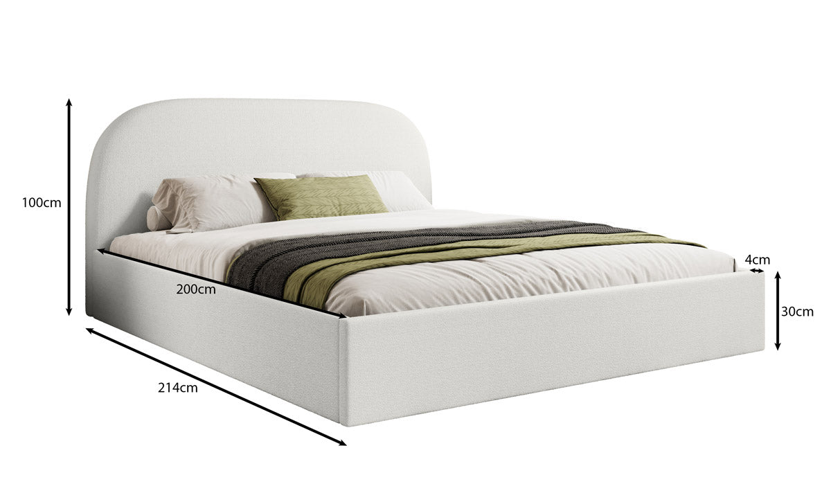 Luxuriöses Designer Polsterbett Lorelei mit Bouclé-Stoff & Cleverem Stauraum