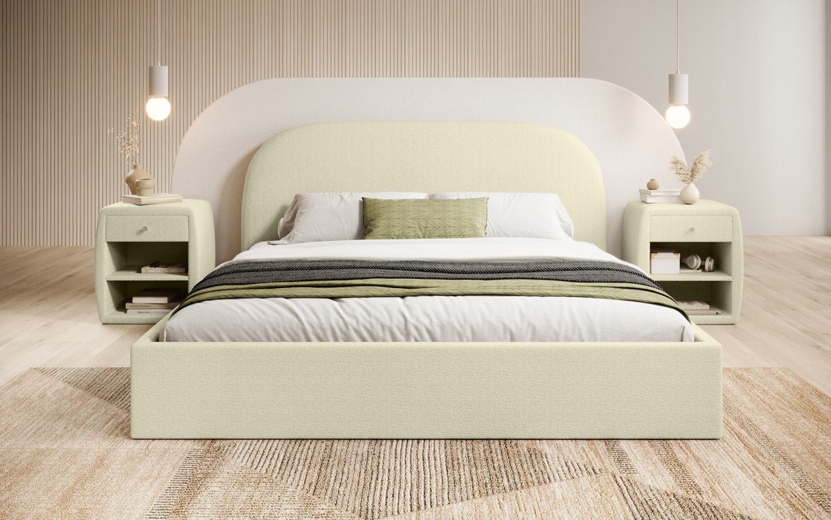 Lorelei Designer Bouclé Polsterbett mit Stauraumfunktion – Eleganz & Komfort für Ihr Schlafzimmer