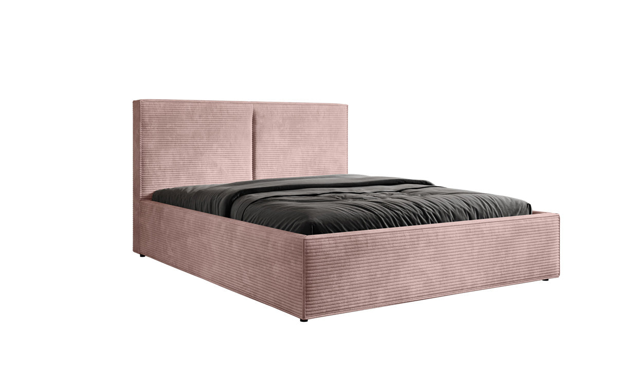 Luxuriöses Designer Polsterbett Elara aus Cord mit viel Stauraum