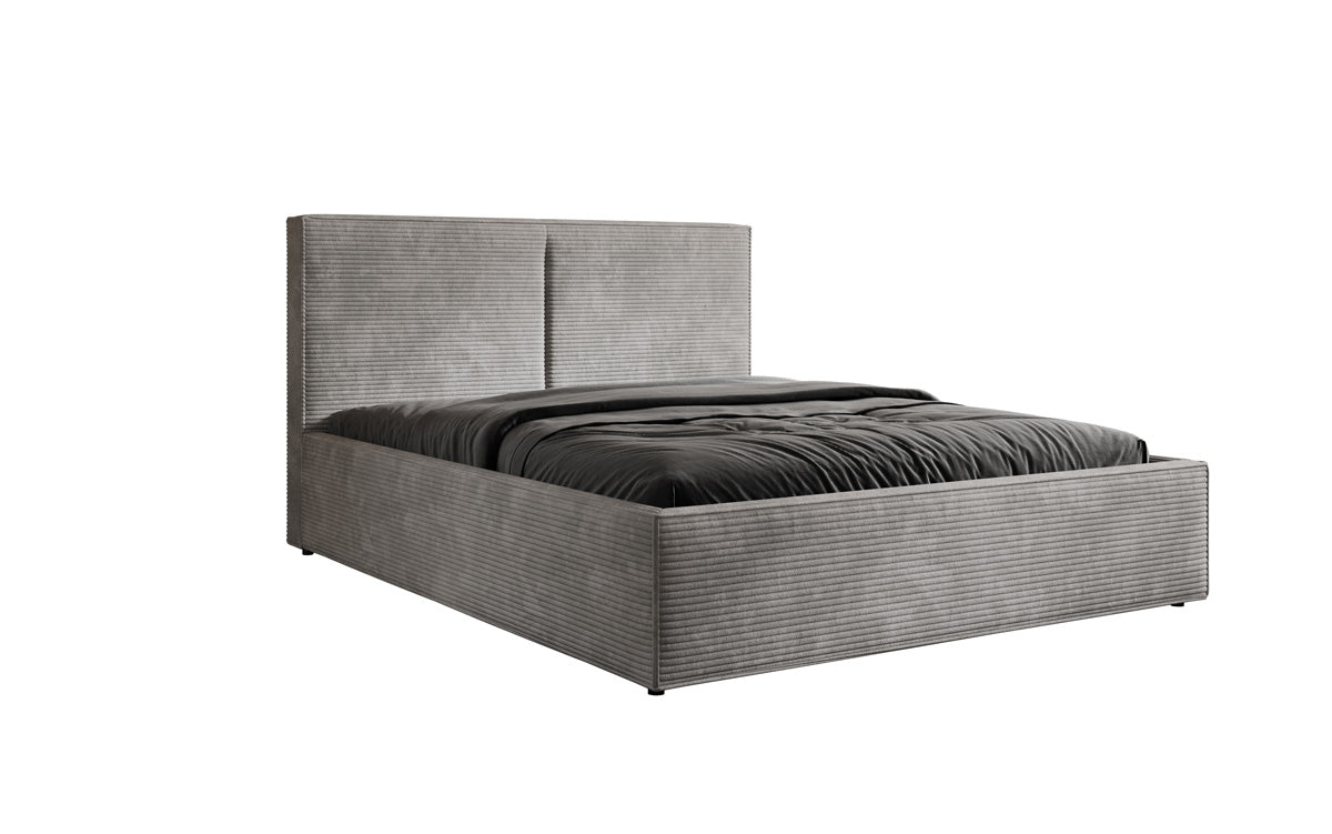 Luxuriöses Designer Polsterbett Elara aus Cord mit viel Stauraum