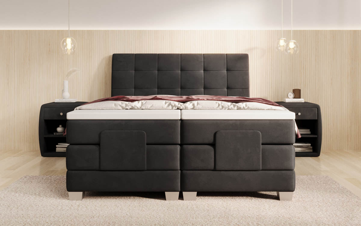 Luxuriöses elektrisch verstellbares Samt Boxspringbett Amara mit LED-Beleuchtung