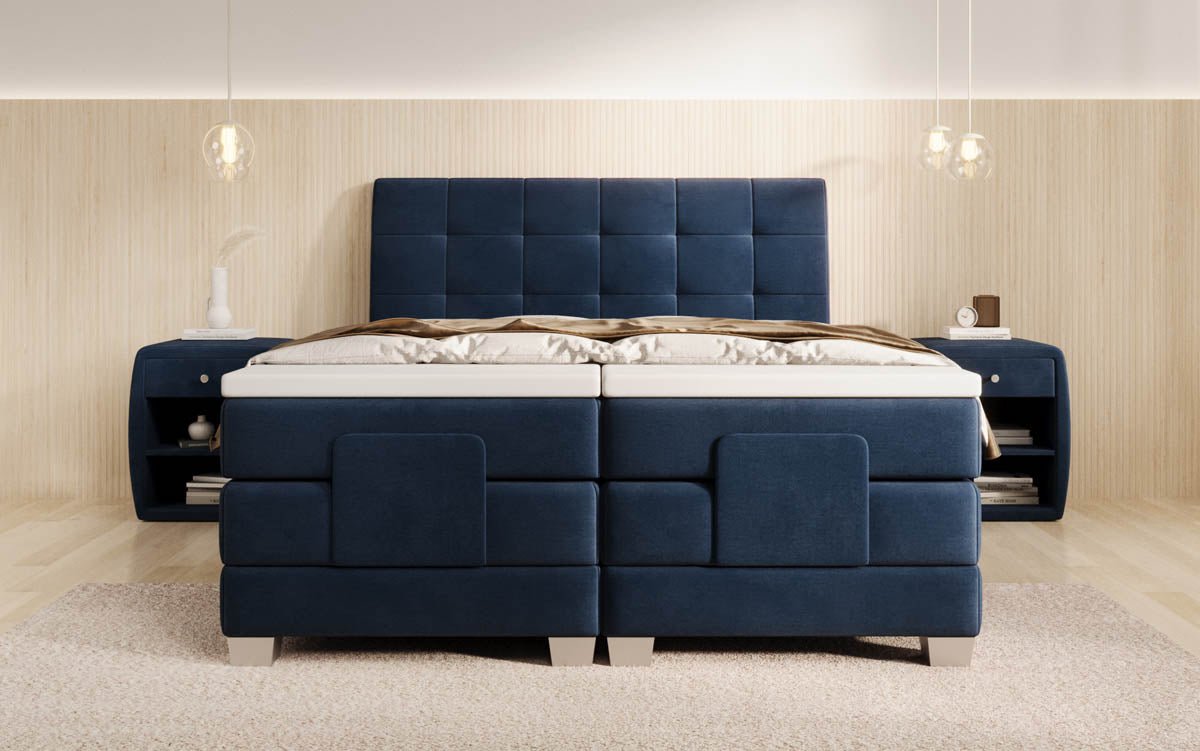 Luxuriöses elektrisch verstellbares Samt Boxspringbett Amara mit LED-Beleuchtung