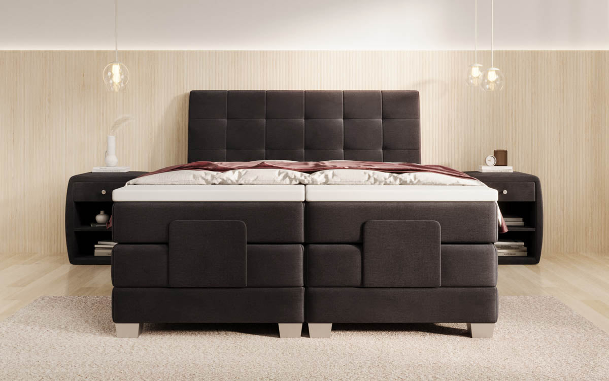 Luxuriöses elektrisch verstellbares Samt Boxspringbett Amara mit LED-Beleuchtung