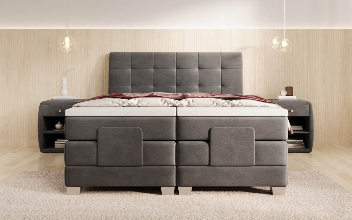 Luxuriöses elektrisch verstellbares Samt Boxspringbett Amara mit LED-Beleuchtung