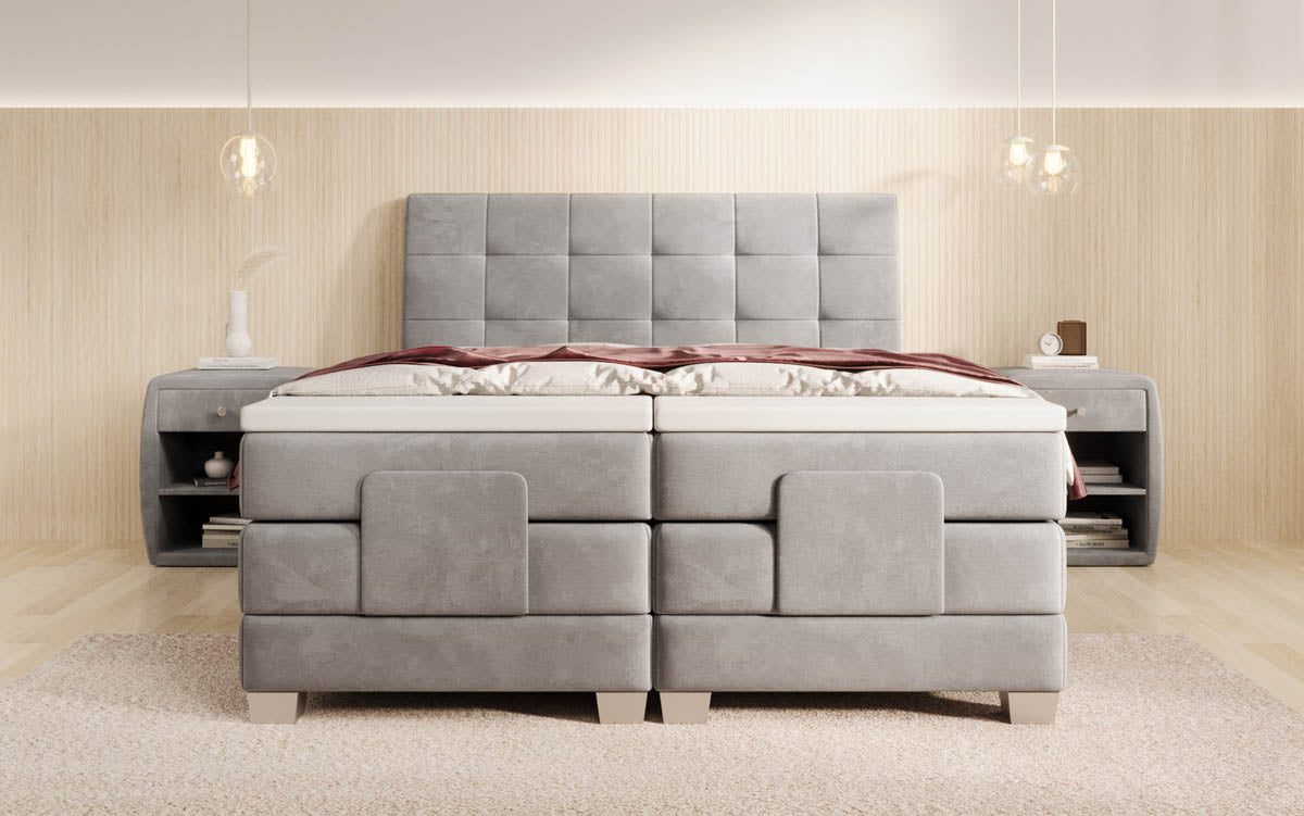 Luxuriöses elektrisch verstellbares Samt Boxspringbett Amara mit LED-Beleuchtung