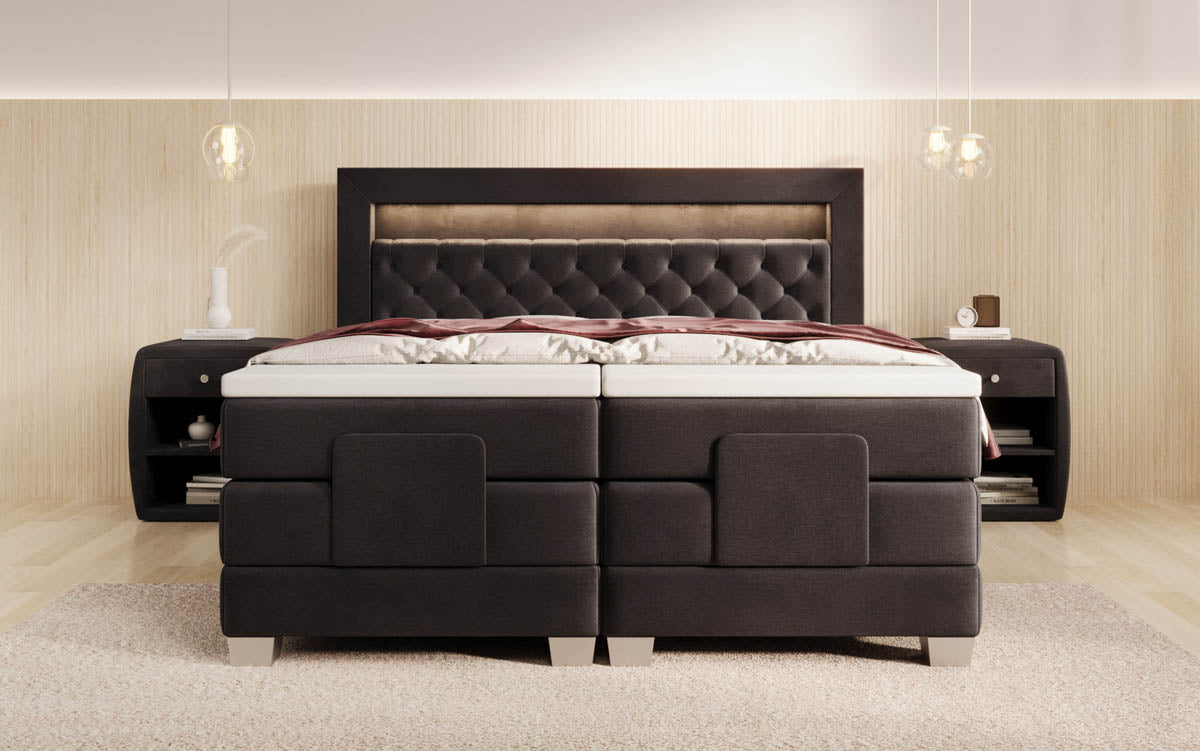 Luxuriöses Velora Samt Boxspringbett: Elektrisch Verstellbar mit LED für Maximalen Komfort