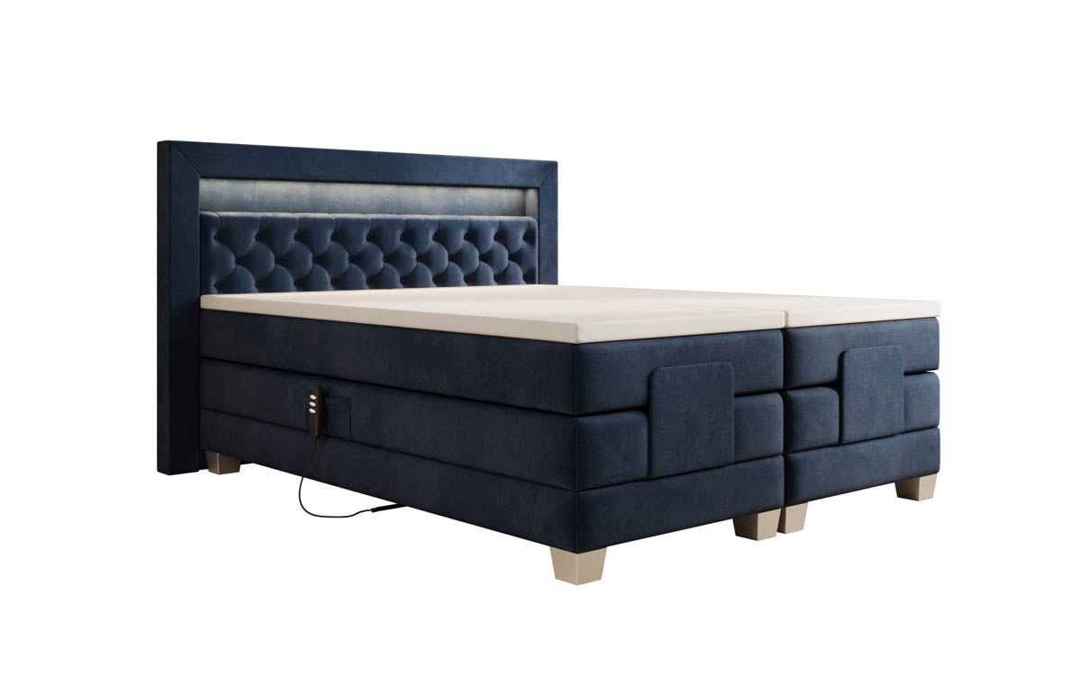 Luxuriöses Velora Samt Boxspringbett: Elektrisch Verstellbar mit LED für Maximalen Komfort