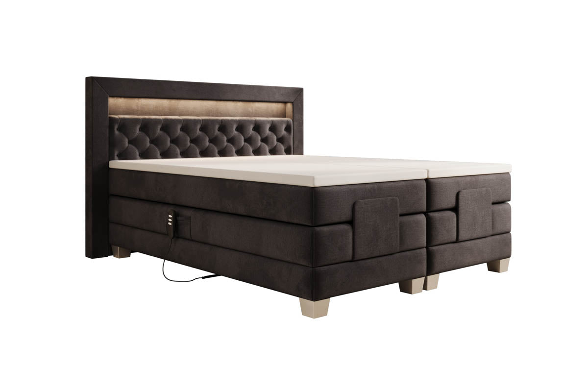 Luxuriöses Velora Samt Boxspringbett: Elektrisch Verstellbar mit LED für Maximalen Komfort