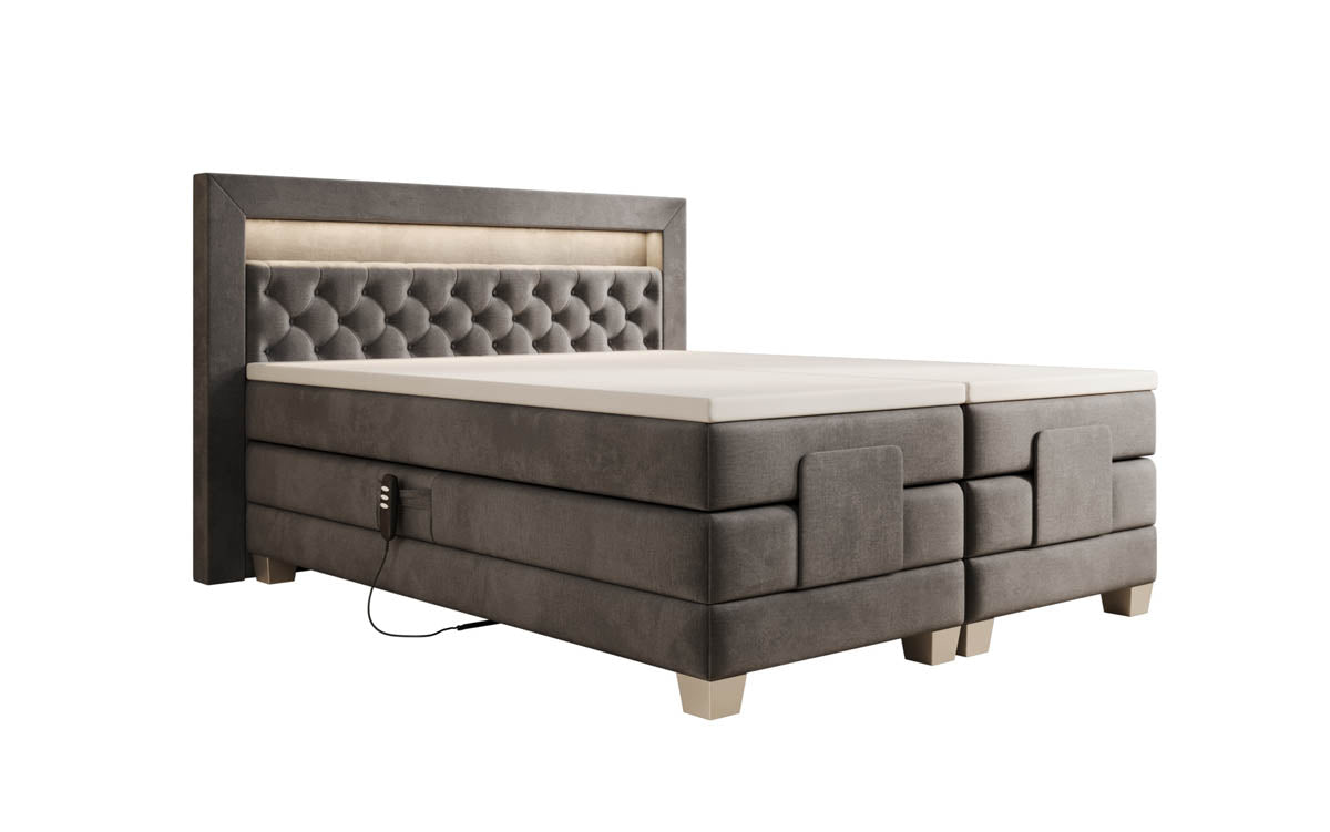 Luxuriöses Velora Samt Boxspringbett: Elektrisch Verstellbar mit LED für Maximalen Komfort