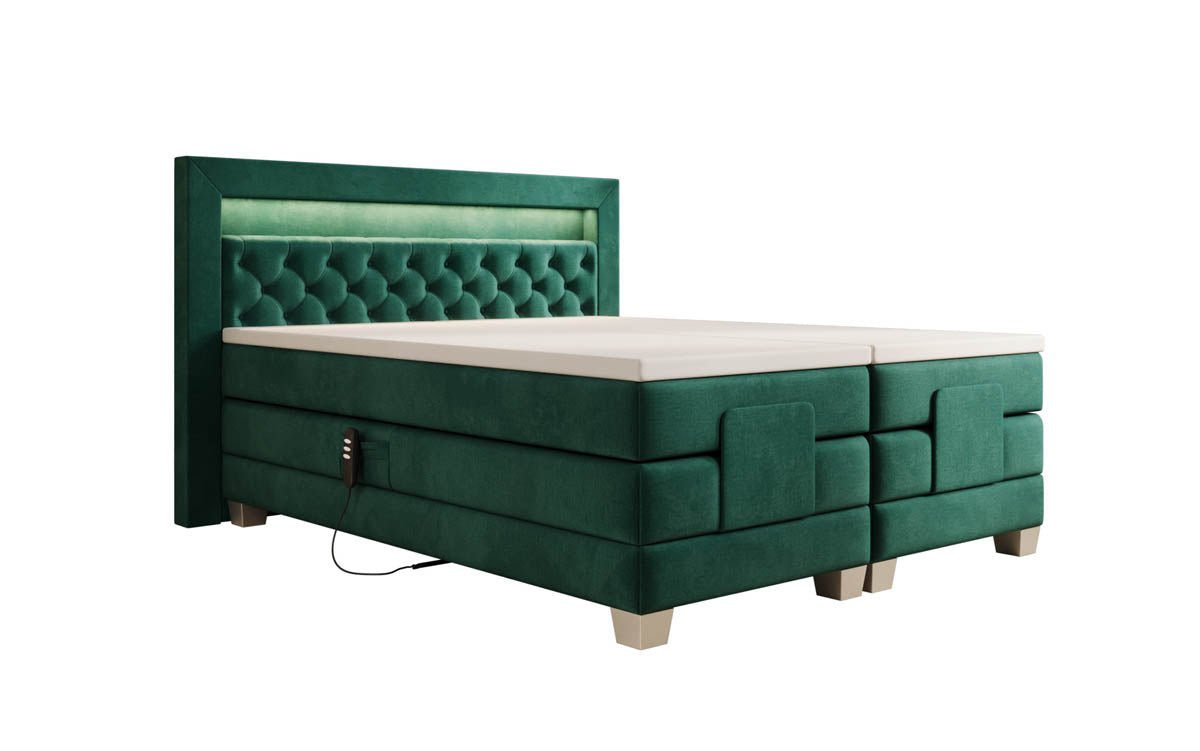 Luxuriöses Velora Samt Boxspringbett: Elektrisch Verstellbar mit LED für Maximalen Komfort