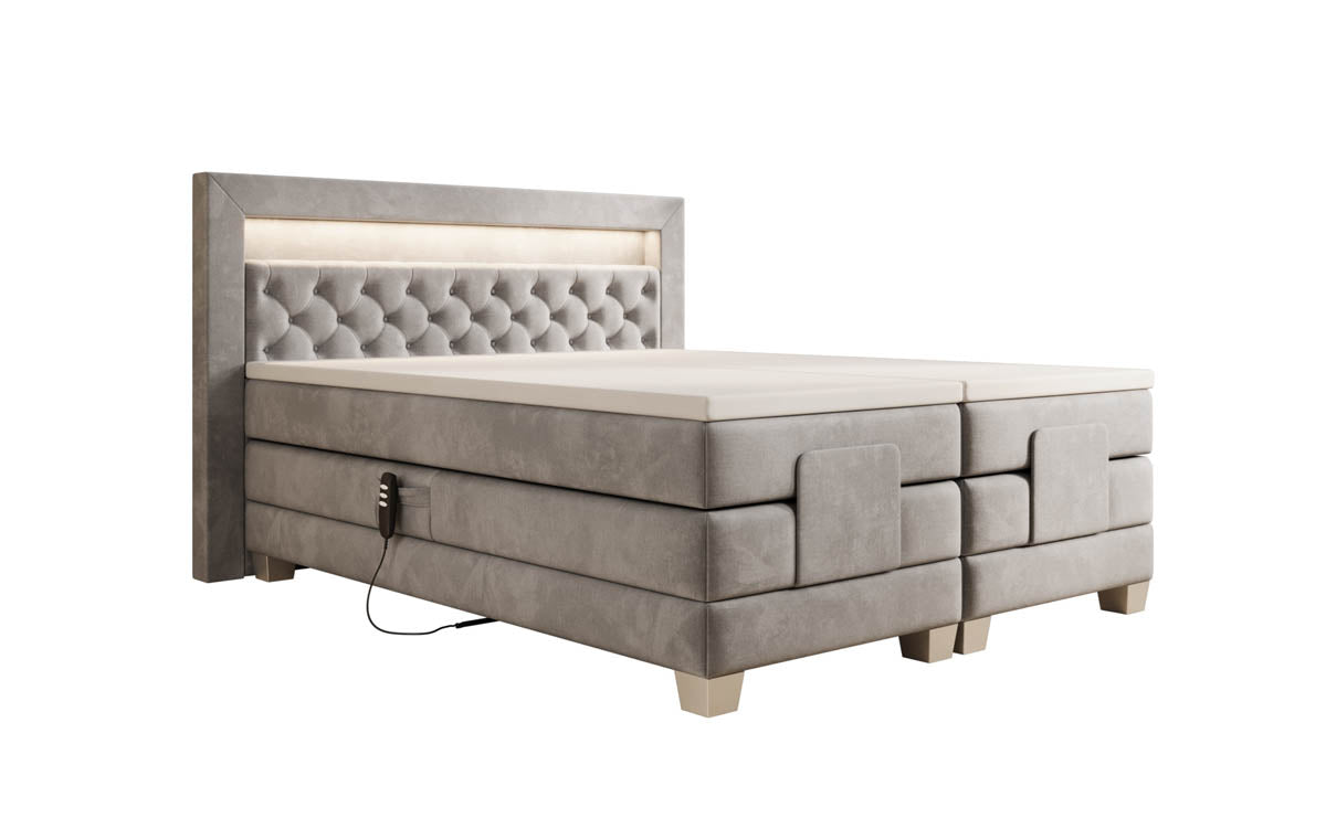 Luxuriöses Velora Samt Boxspringbett: Elektrisch Verstellbar mit LED für Maximalen Komfort