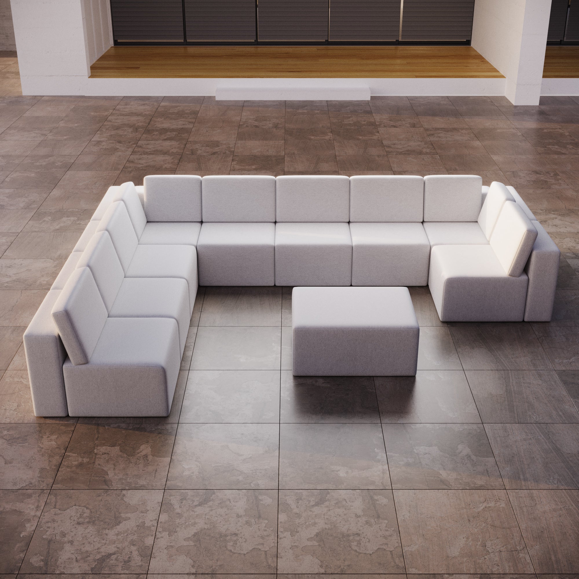 Luxuriöses Modulares Gartensofa Set U-Form mit Beistellhocker – Wetterfest & Komfortabel