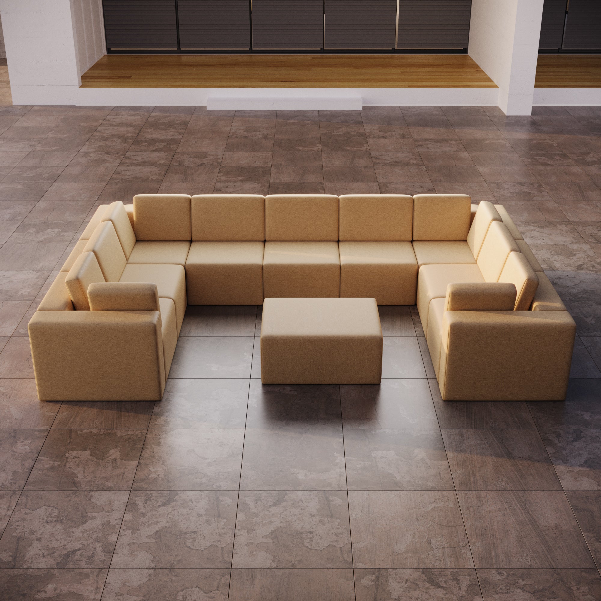 Luxuriöses Modulares Gartensofa U-Form mit Hocker – Wetterfest für Outdoor Komfort