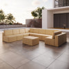 Luxuriöses Modulares Gartensofa Set U-Form mit Beistellhocker – Wetterfest
