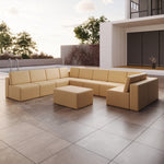 Lade das Bild in den Galerie-Viewer, Luxuriöses Modulares Gartensofa Set U-Form mit Beistellhocker – Wetterfest
