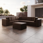 Lade das Bild in den Galerie-Viewer, Premium Wetterfester Gartensofa Bezug L-Maxi mit Hocker – Stilvoller Schutz
