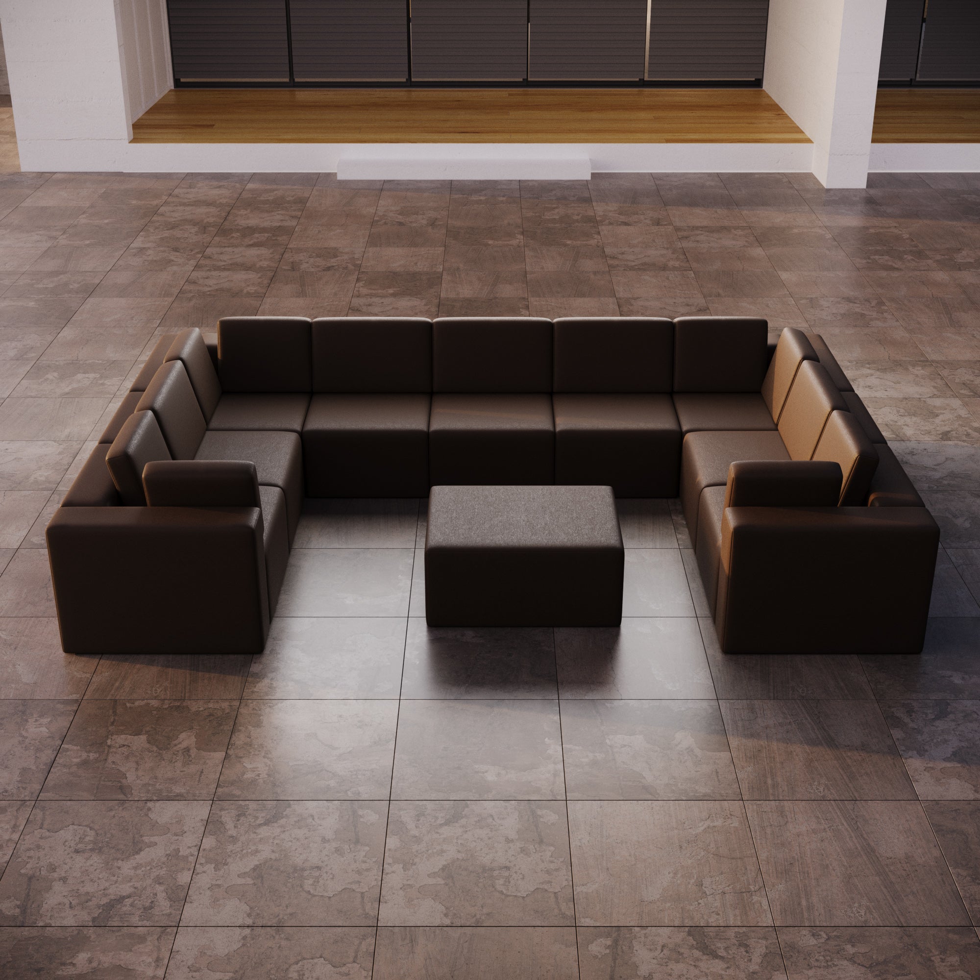 Luxuriöses Modulares Gartensofa U-Form mit Hocker – Wetterfest für Outdoor Komfort