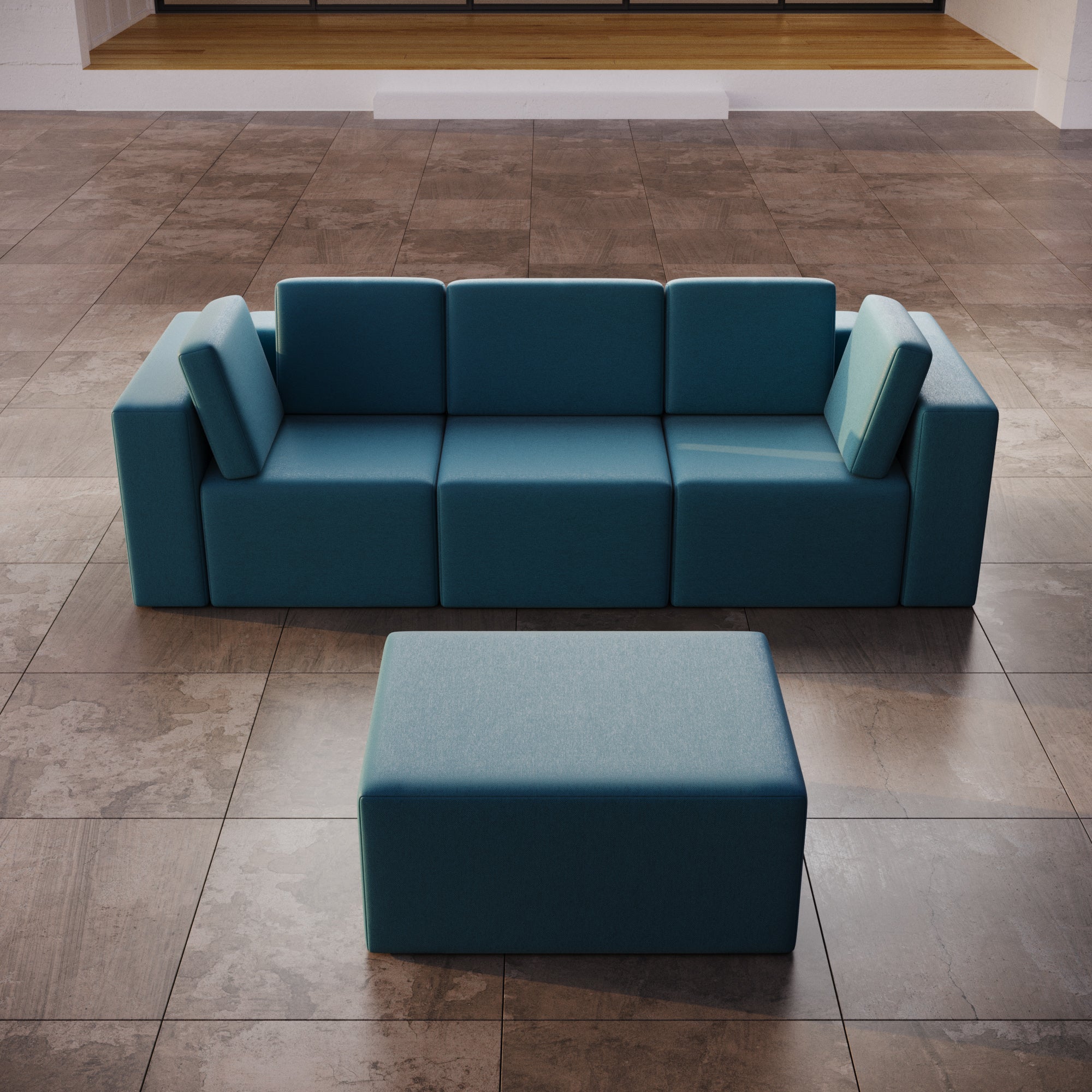 Modulares Eden Gartensofa Set 3-Sitzer mit Beistellhocker – Wetterfestes Outdoor Lounge Sofa
