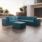 Lade das Bild in den Galerie-Viewer, Premium Wetterfester Gartensofa Bezug L-Maxi mit Hocker – Stilvoller Schutz
