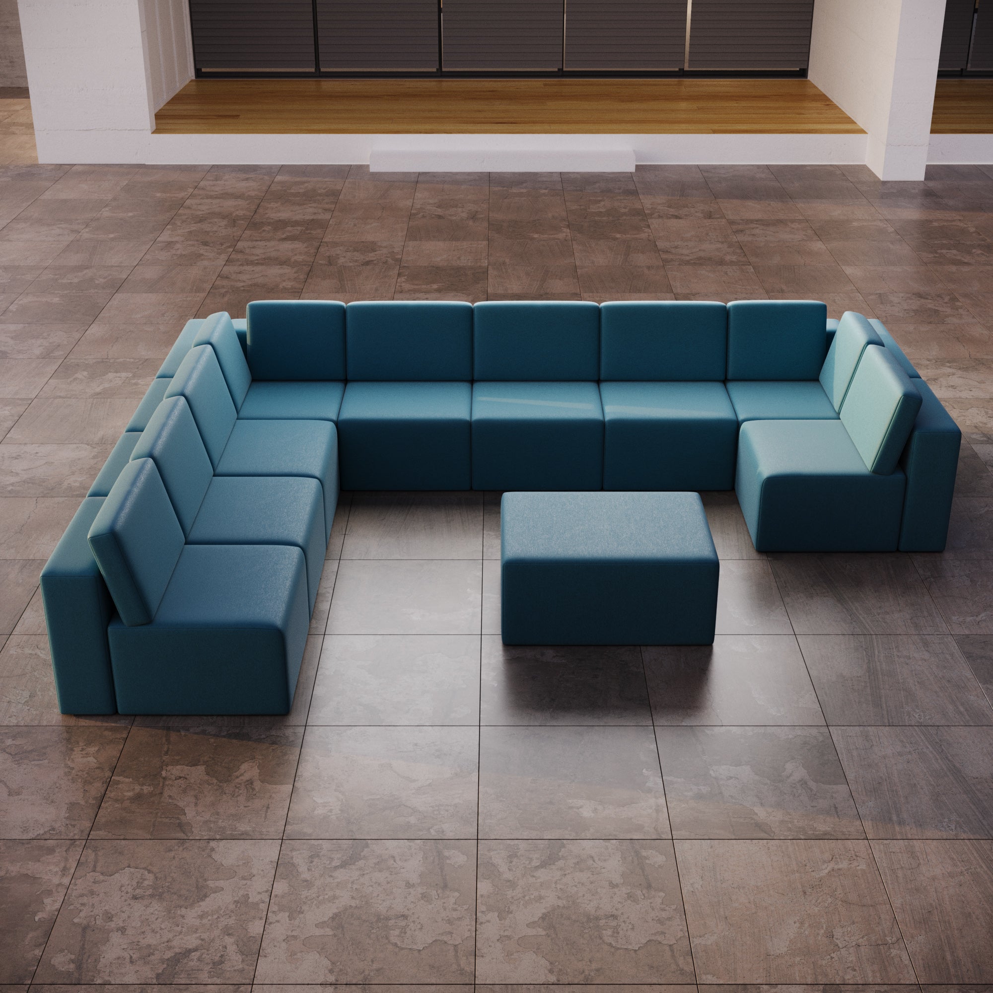 Luxuriöses Modulares Gartensofa Set U-Form mit Beistellhocker – Wetterfest & Komfortabel