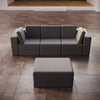 Modulares Eden Gartensofa Set 3-Sitzer mit Beistellhocker – Wetterfestes Outdoor Lounge Sofa