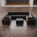 Lade das Bild in den Galerie-Viewer, Luxuriöses Modulares Gartensofa U-Form mit Hocker – Wetterfest für Outdoor Komfort
