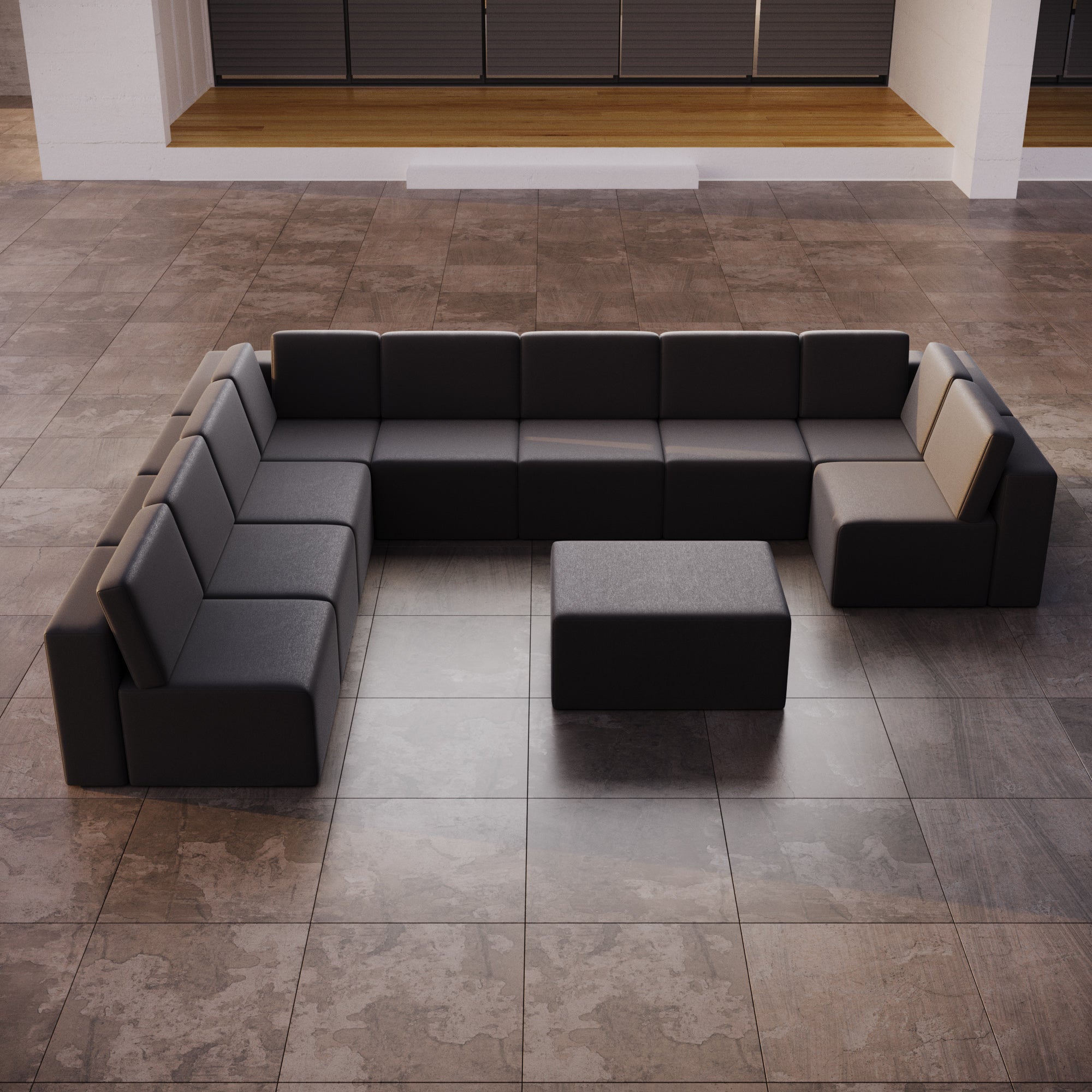Luxuriöses Modulares Gartensofa Set U-Form mit Beistellhocker – Wetterfest & Komfortabel
