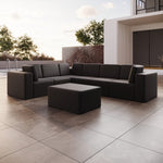 Lade das Bild in den Galerie-Viewer, Premium Wetterfester Gartensofa Bezug L-Maxi mit Hocker – Stilvoller Schutz
