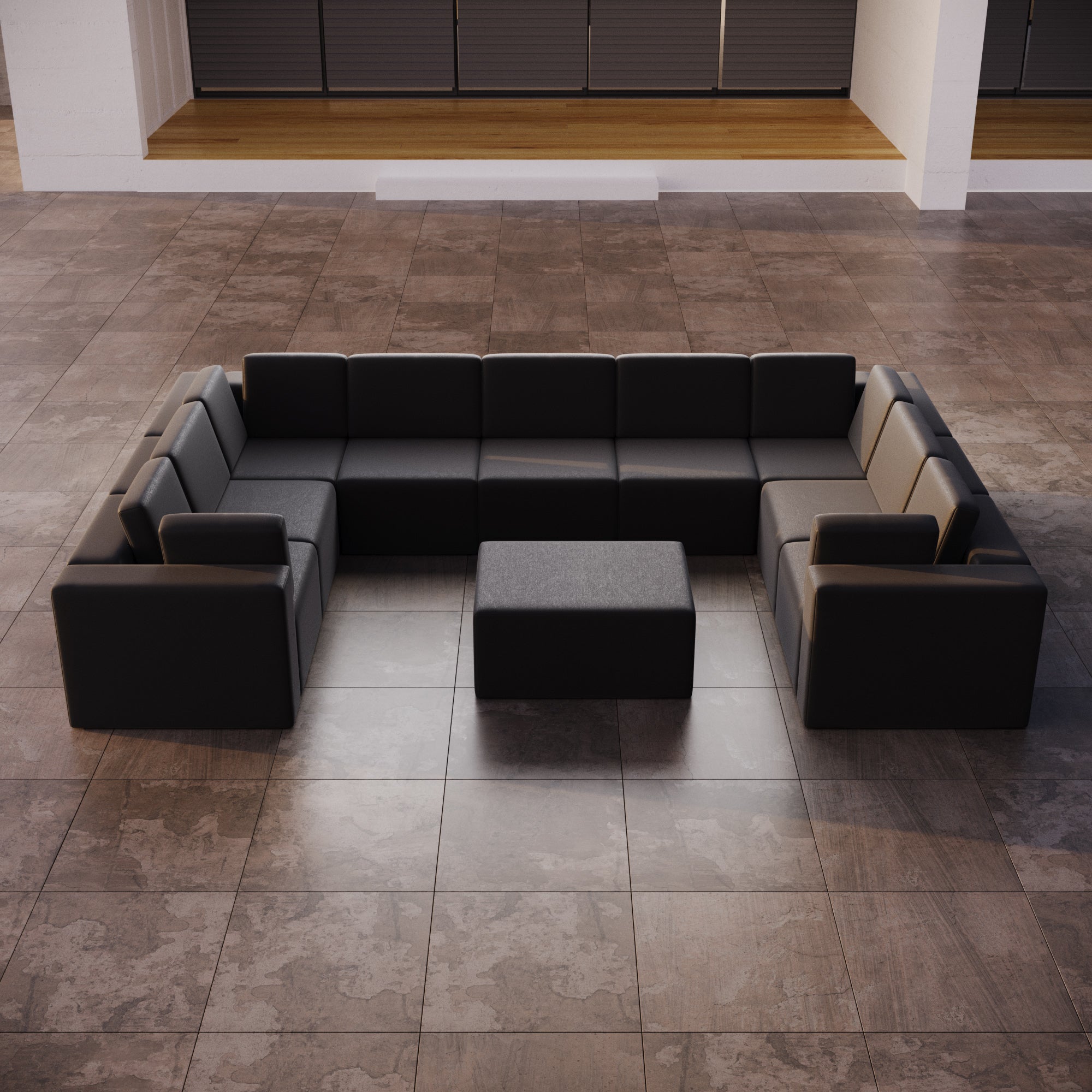 Luxuriöses Modulares Gartensofa Eden U-Form mit Beistellhocker – Wetterfest und Komfortabel
